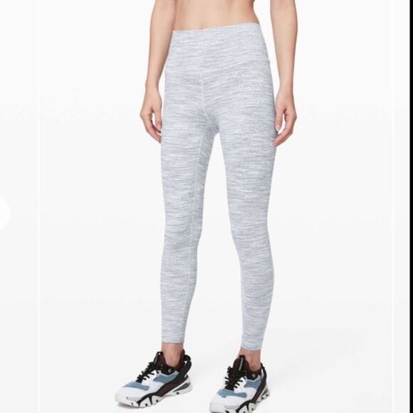 Lululemon Wunder Under Wee Are From Space Blue Chambray Leggings Size 10 W5BSOS - Picture 1 of 12